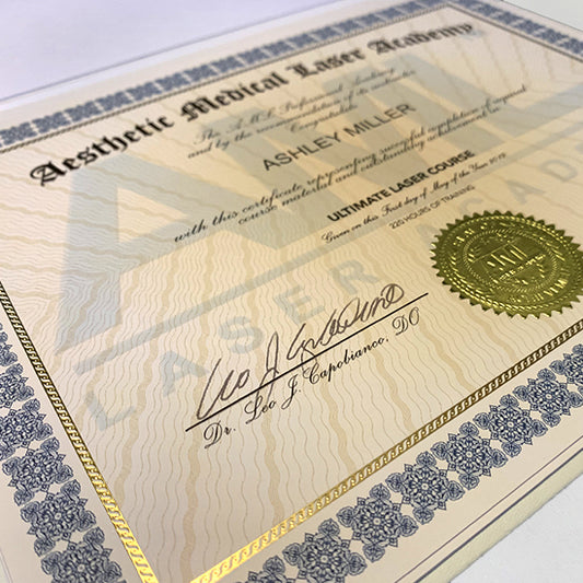 AML Laser Academy Certificate – OSHA & ANSI Standard, Unique ID