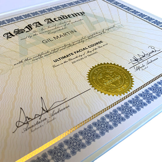 ASFA Facial Course Original Certificate